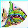 Decorative Tropical Fish Metal Wall Art, Painted Metal Whimsical Tropical Fish Art Wall Decor - Meta